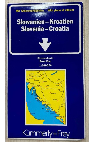 Slowenien Kroatien - Slovenia Croatia. Strassenkarte Road Map 1 : 500 000.